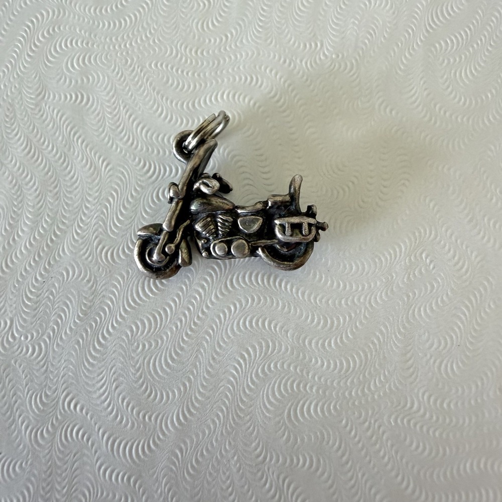 Vintage Sterling Silver 925 Motorcycle Charm Pendant 3D Cruiser Touring Style HD